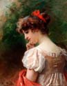 girl with a red ribbon